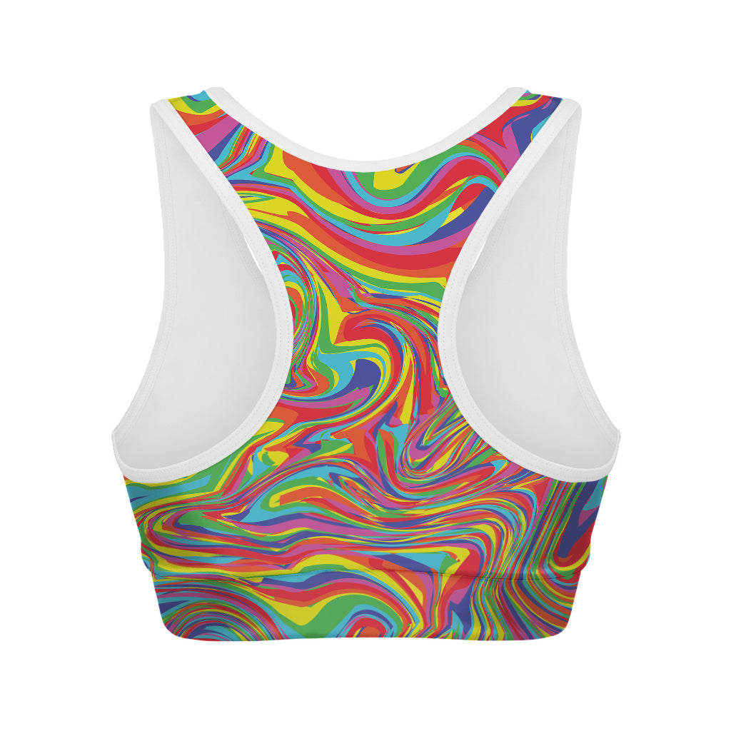 Rainbow Rave Print Women's Sports Bra