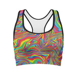 Rainbow Rave Print Women's Sports Bra
