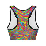 Rainbow Rave Print Women's Sports Bra