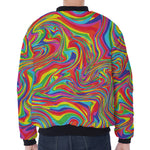 Rainbow Rave Print Zip Sleeve Bomber Jacket