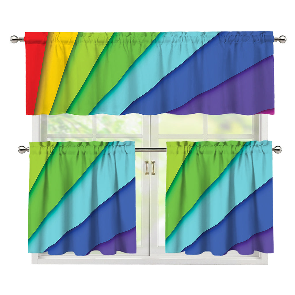 Rainbow Shades Print 3 Piece Kitchen Curtains