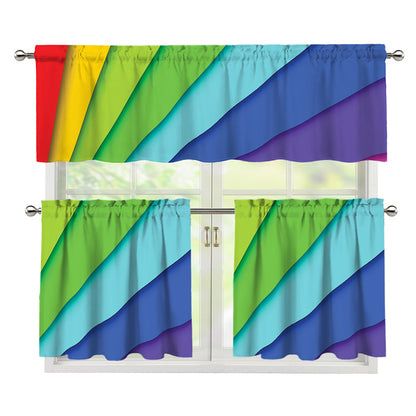 Rainbow Shades Print 3 Piece Kitchen Curtains