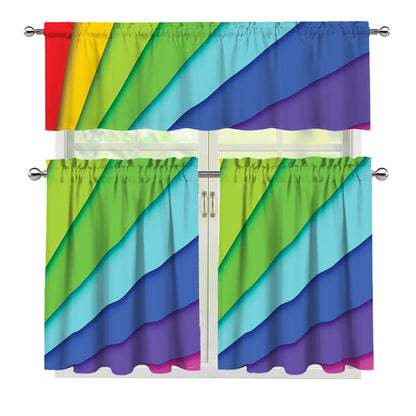 Rainbow Shades Print 3 Piece Kitchen Curtains