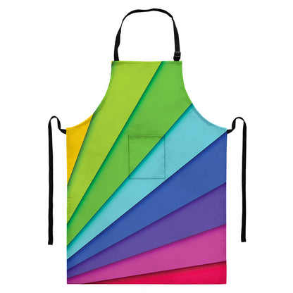 Rainbow Shades Print Bib Apron With Pocket