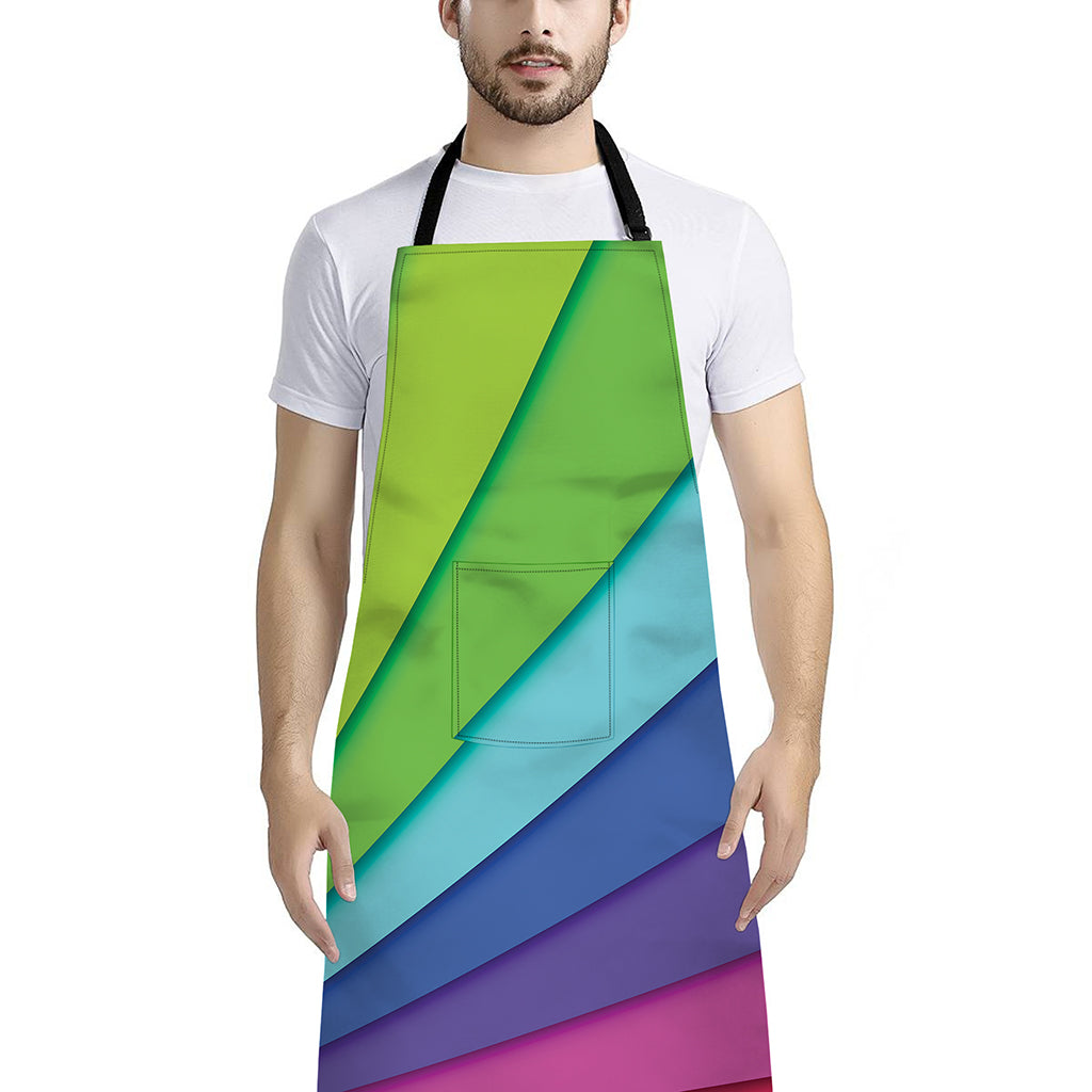 Rainbow Shades Print Bib Apron With Pocket