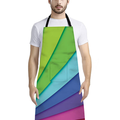 Rainbow Shades Print Bib Apron With Pocket