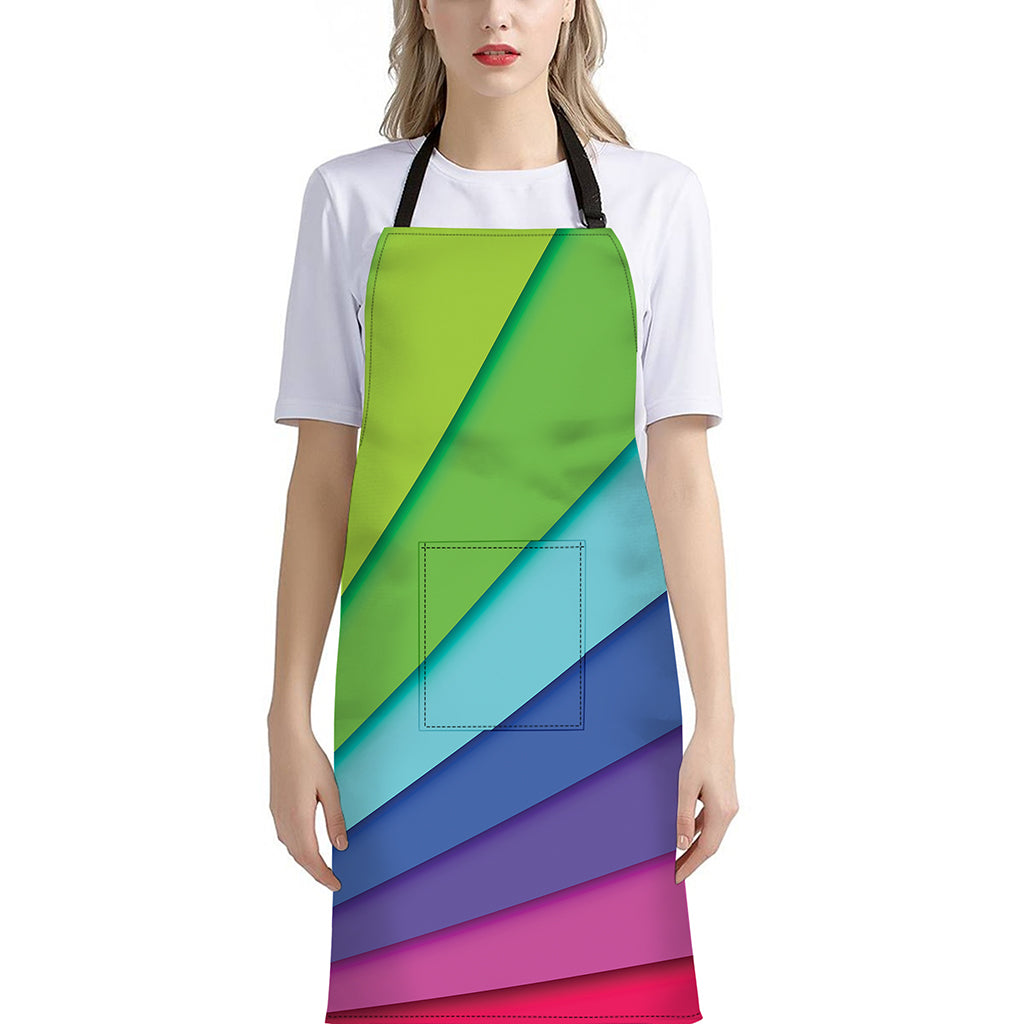 Rainbow Shades Print Bib Apron With Pocket