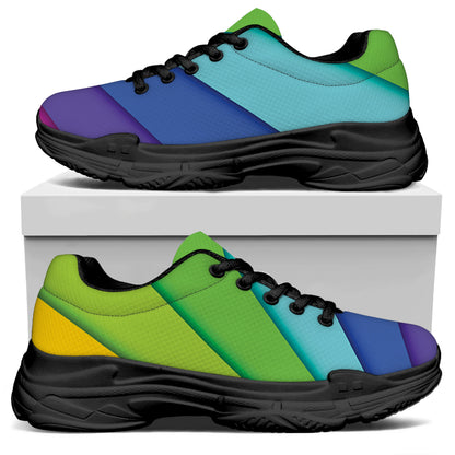 Rainbow Shades Print Black Chunky Shoes