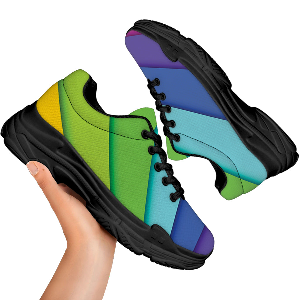 Rainbow Shades Print Black Chunky Shoes