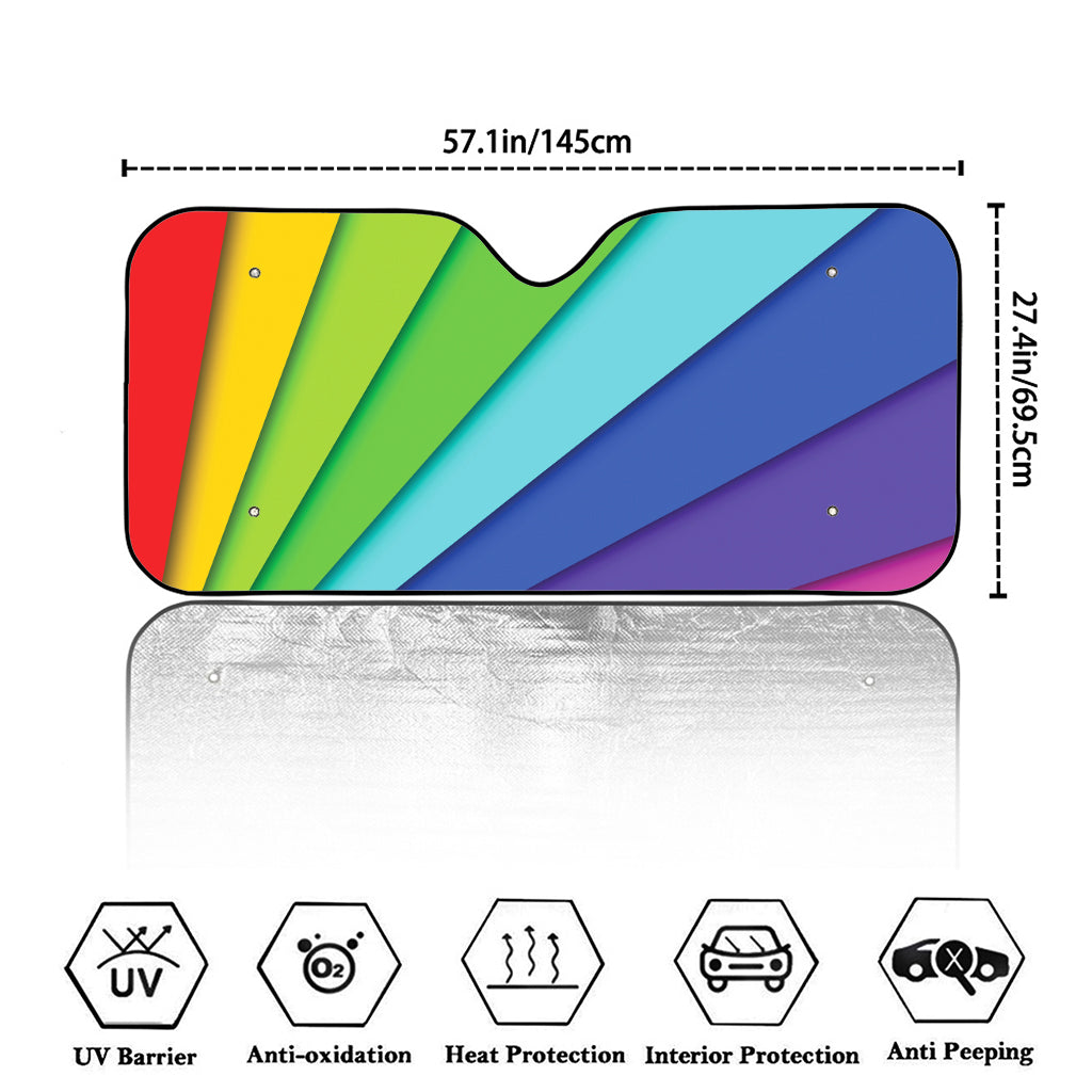 Rainbow Shades Print Car Windshield Sun Shade