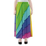Rainbow Shades Print Chiffon Maxi Skirt
