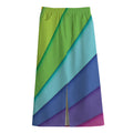 Rainbow Shades Print Cotton Front Slit Maxi Skirt