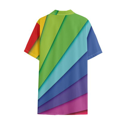 Rainbow Shades Print Cotton Hawaiian Shirt