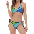 Rainbow Shades Print Halter Scoop Tie Side Bikini