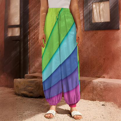 Rainbow Shades Print Harem Pants
