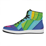 Rainbow Shades Print High Top Leather Sneakers