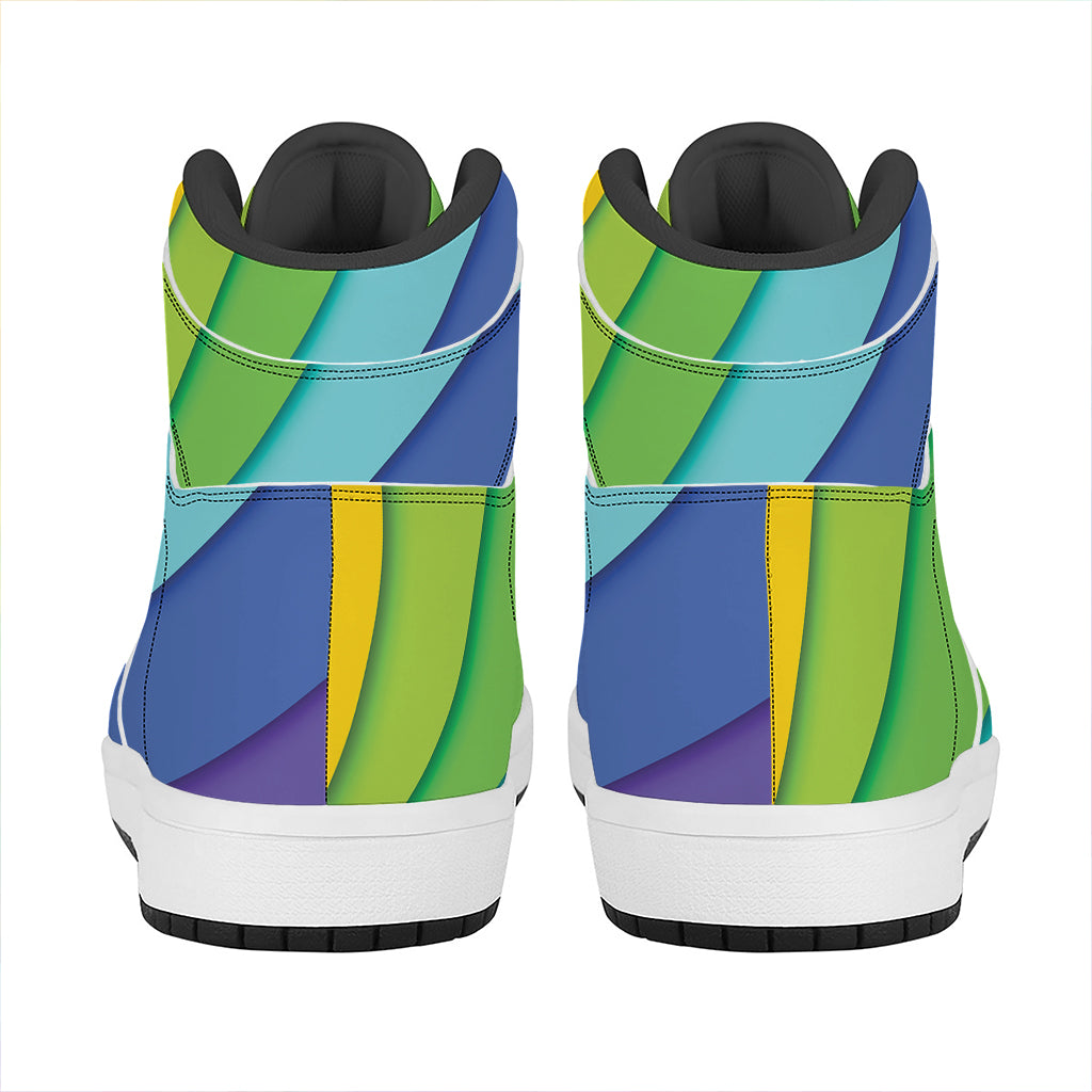 Rainbow Shades Print High Top Leather Sneakers