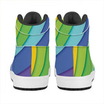 Rainbow Shades Print High Top Leather Sneakers