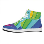 Rainbow Shades Print High Top Leather Sneakers