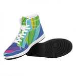 Rainbow Shades Print High Top Leather Sneakers