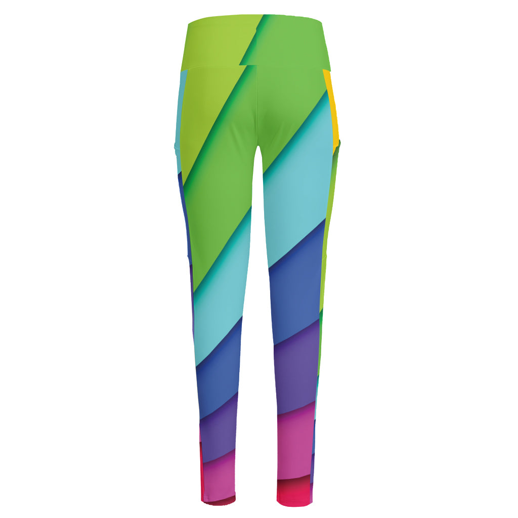 Rainbow Shades Print High-Waisted Pocket Leggings