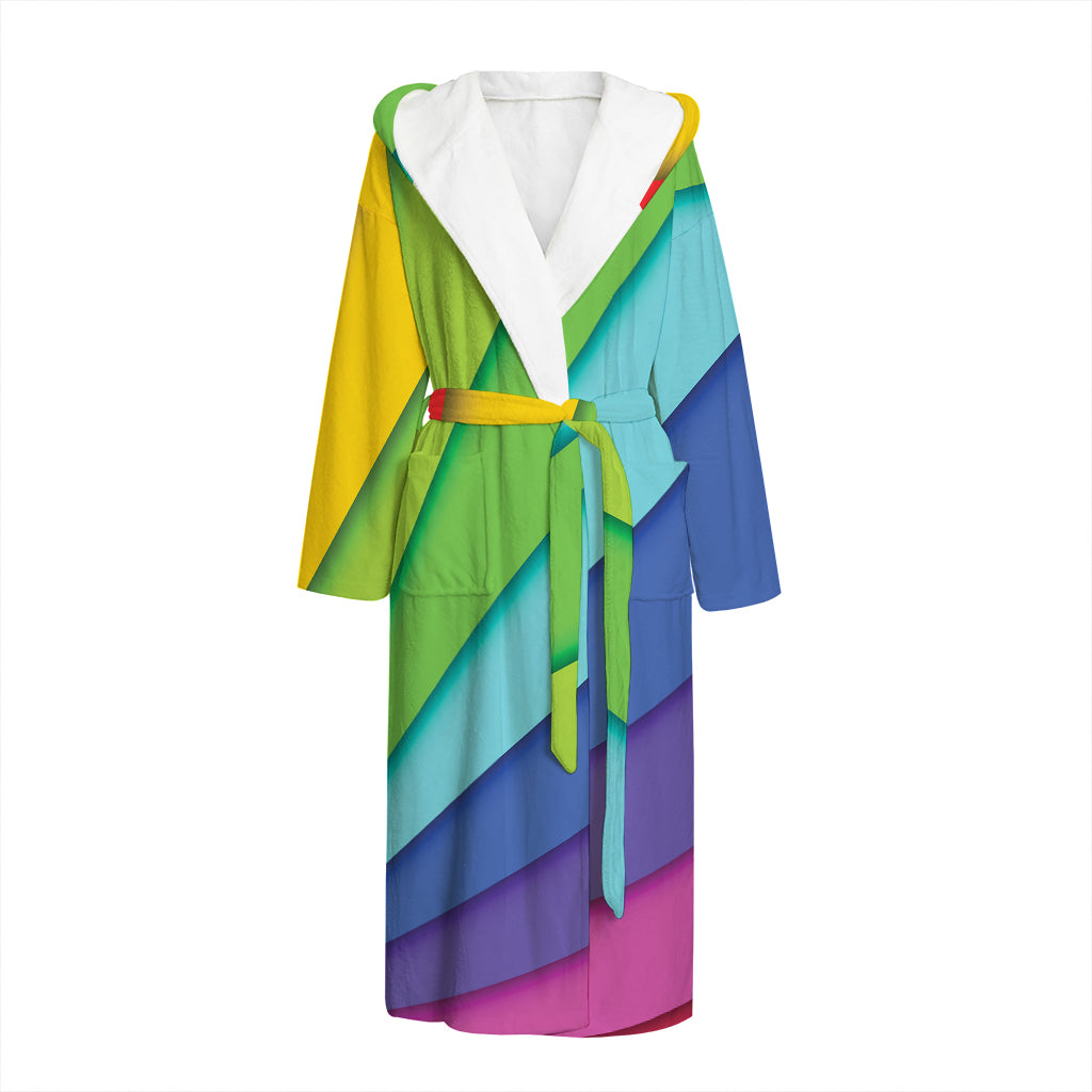 Rainbow Shades Print Hooded Bathrobe