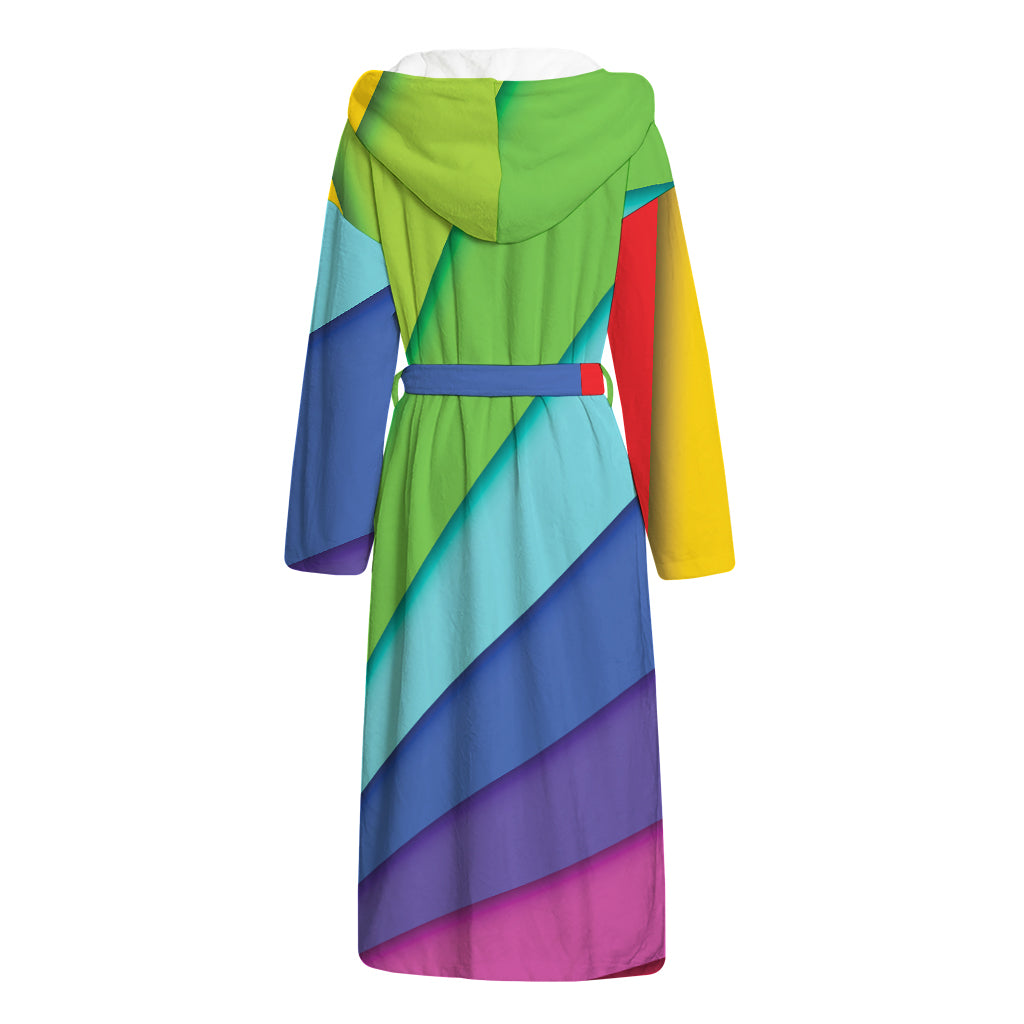 Rainbow Shades Print Hooded Bathrobe
