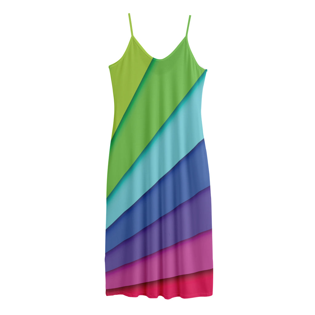 Rainbow Shades Print Jersey Midi Cami Dress