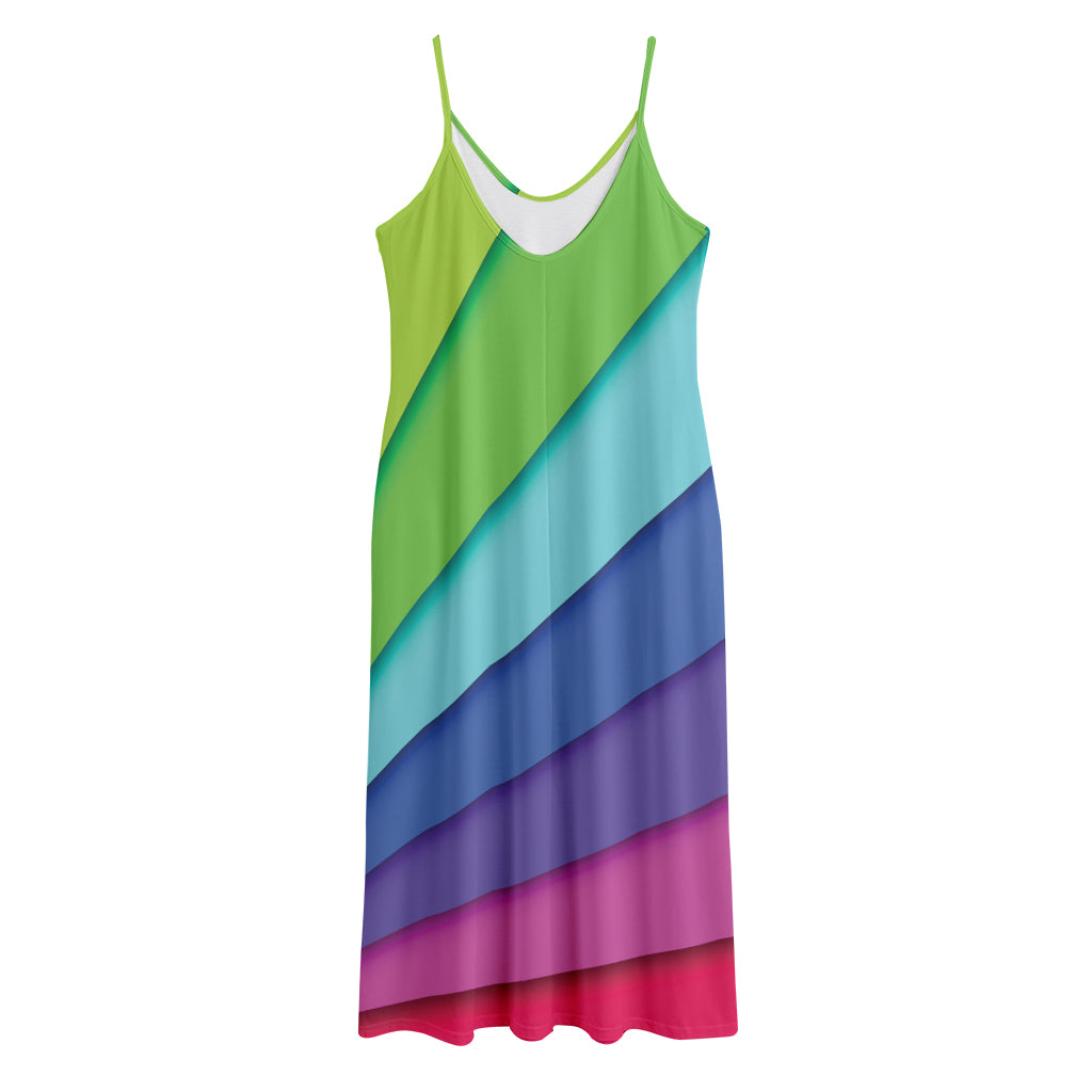 Rainbow Shades Print Jersey Midi Cami Dress
