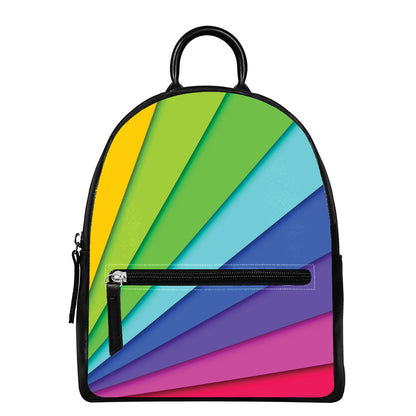 Rainbow Shades Print Leather Backpack