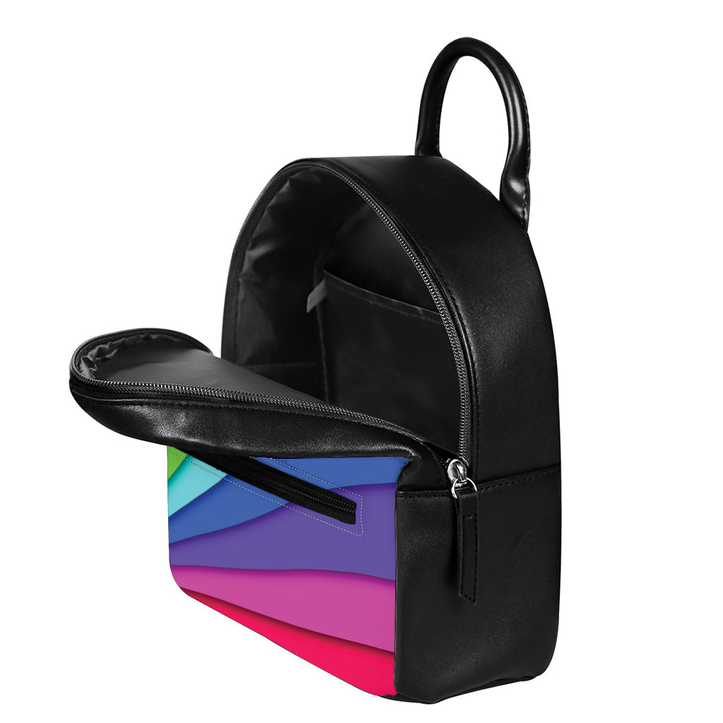 Rainbow Shades Print Leather Backpack