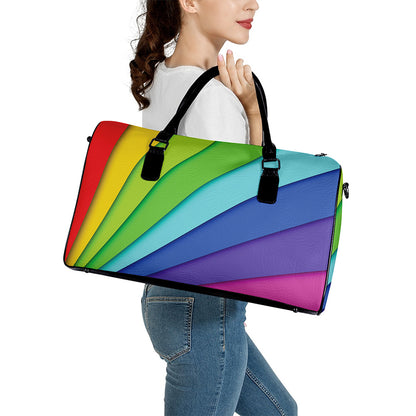 Rainbow Shades Print Leather Duffle Bag