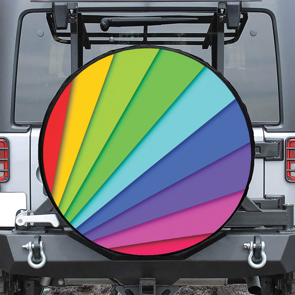 Rainbow Shades Print Leather Spare Tire Cover