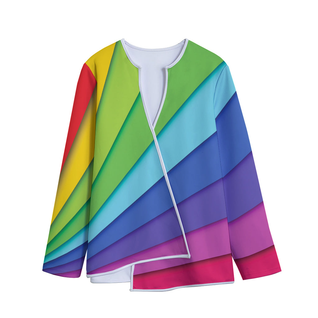 Rainbow Shades Print Long Sleeve Short Coat