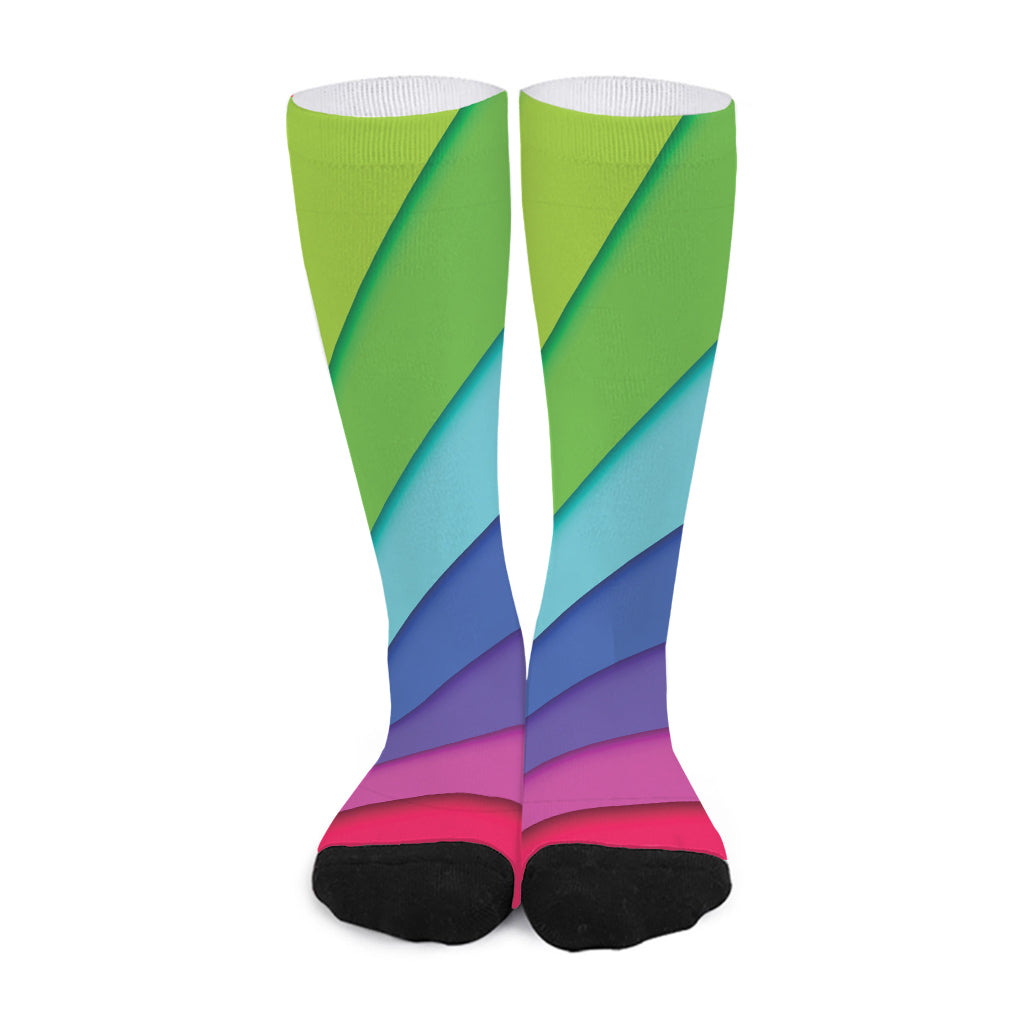 Rainbow Shades Print Long Socks
