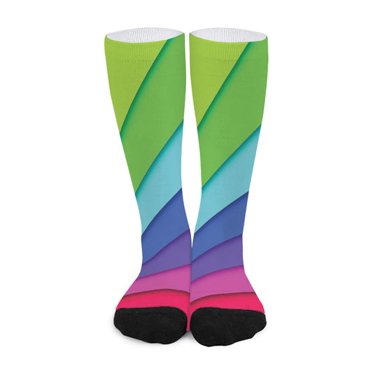 Rainbow Shades Print Long Socks