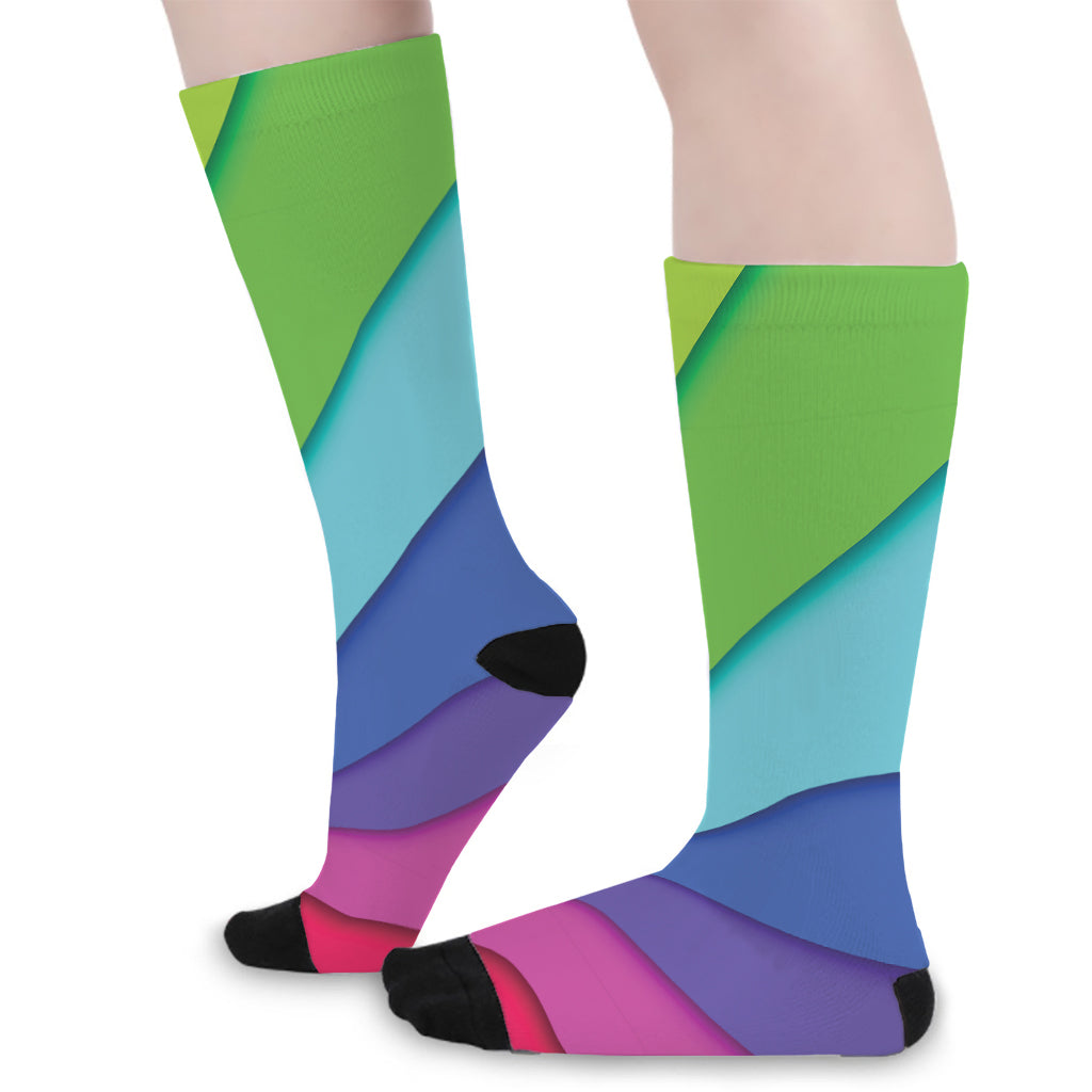 Rainbow Shades Print Long Socks