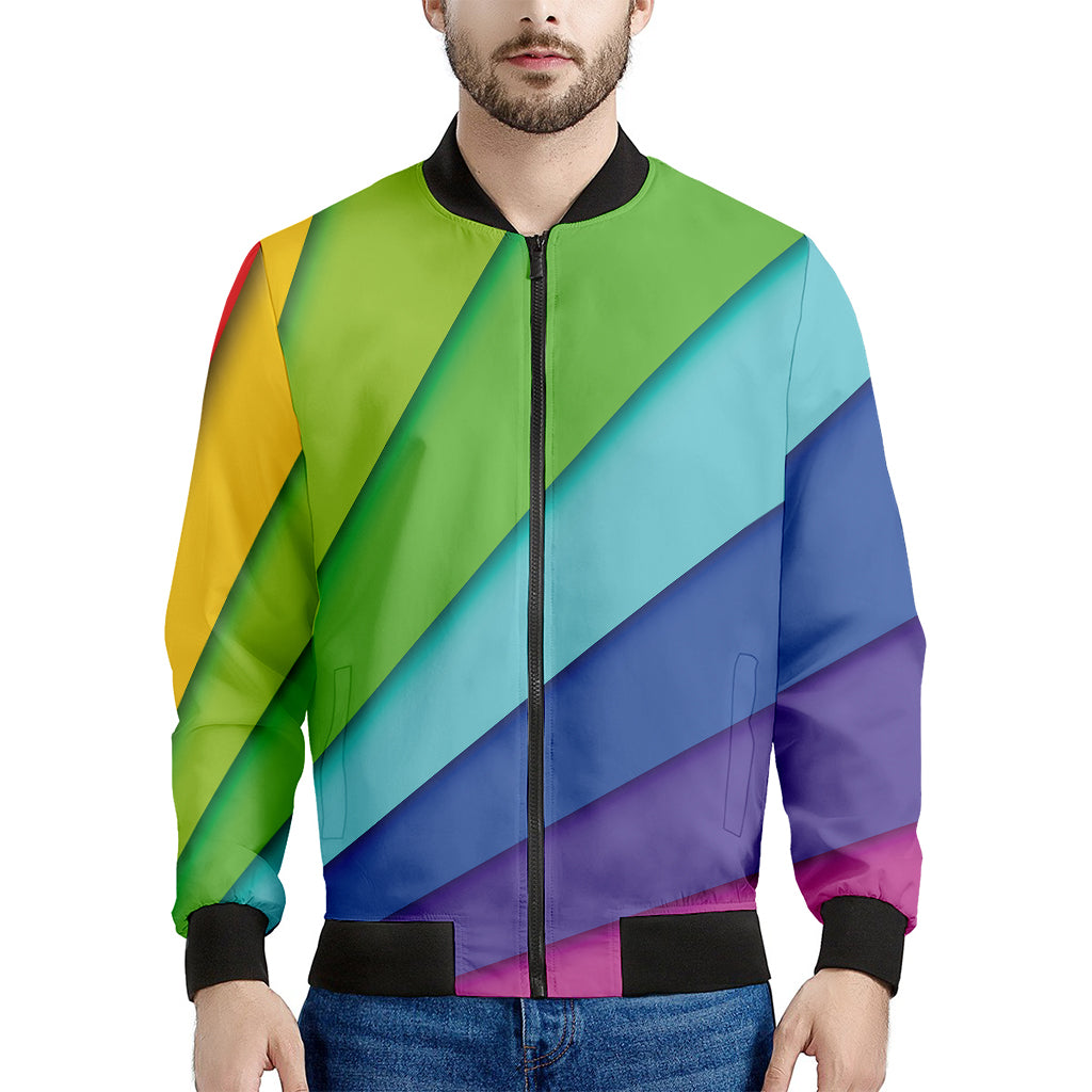 Rainbow Shades Print Men's Bomber Jacket