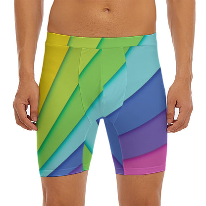 Rainbow Shades Print Men's Long Boxer Briefs