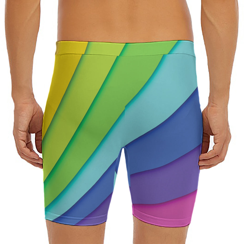 Rainbow Shades Print Men's Long Boxer Briefs