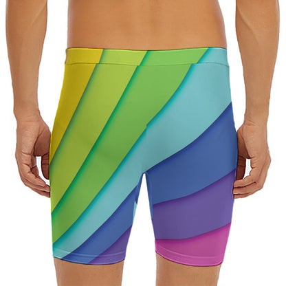 Rainbow Shades Print Men's Long Boxer Briefs