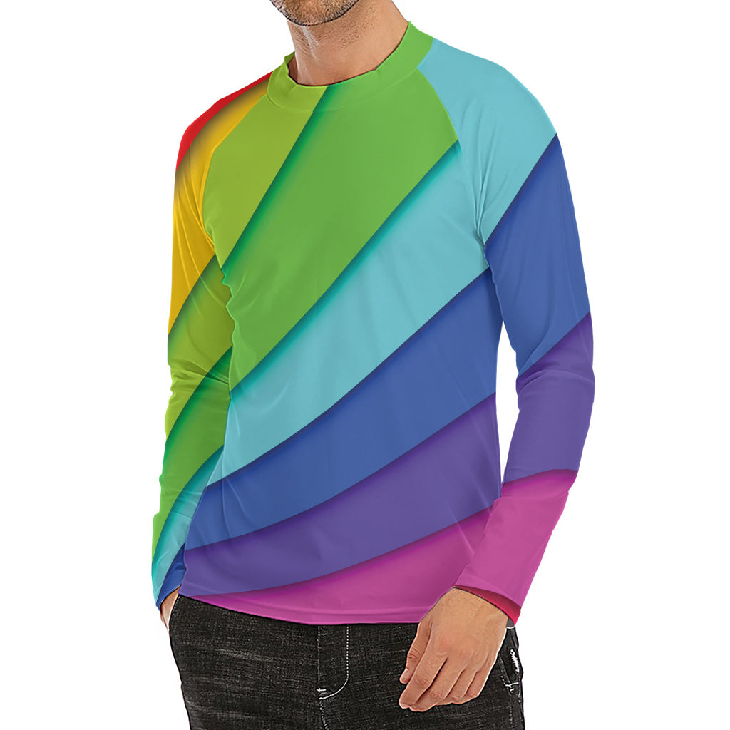 Rainbow Shades Print Men's Long Sleeve Rash Guard