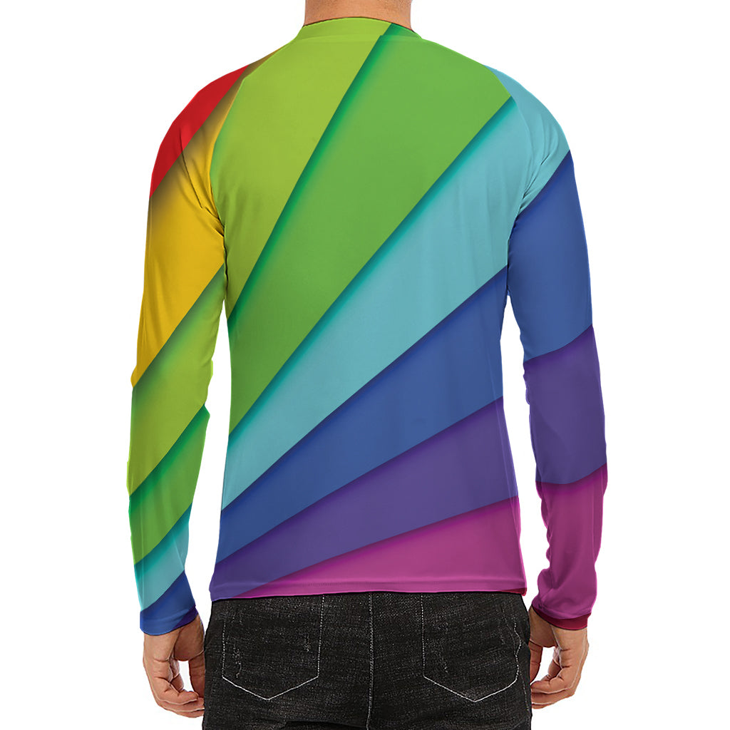 Rainbow Shades Print Men's Long Sleeve Rash Guard