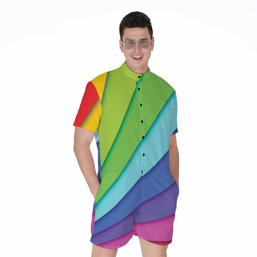 Rainbow Shades Print Men's Rompers