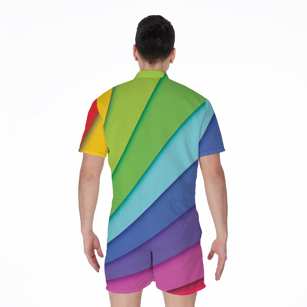Rainbow Shades Print Men's Rompers