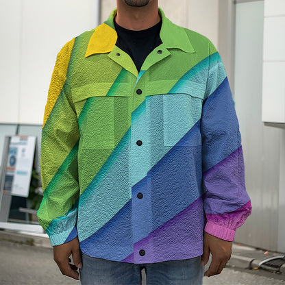 Rainbow Shades Print Men's Shirt Jacket