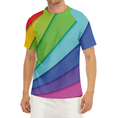 Rainbow Shades Print Men's Short Sleeve Rash Guard