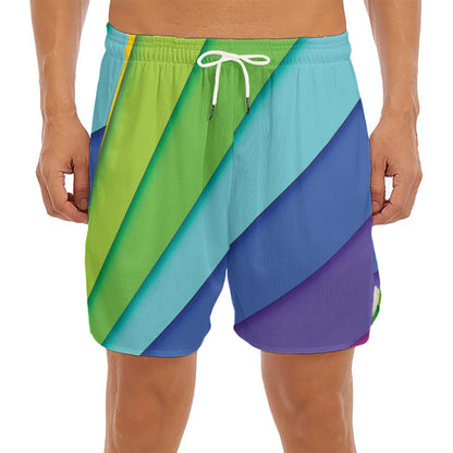 Rainbow Shades Print Men's Split Running Shorts