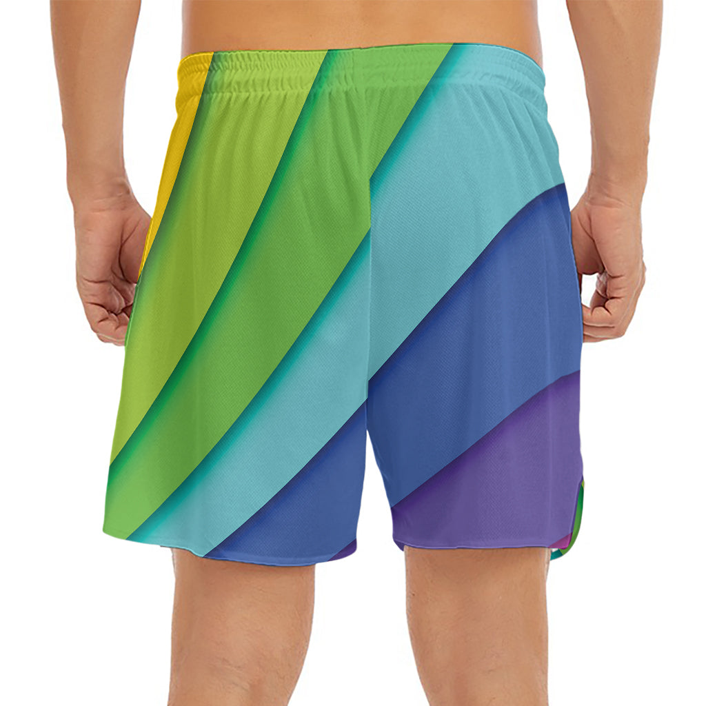 Rainbow Shades Print Men's Split Running Shorts