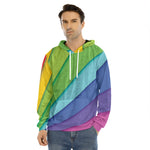Rainbow Shades Print Men's Velvet Pullover Hoodie